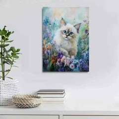 Ragdoll Cat Kitten with Blue Eyes & Vibrant Metal Print Ready to Hang