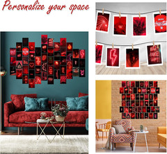 50PCS Red Neon Aesthetic Pictures Wall Collage Kit, Neon Red Photos Collections