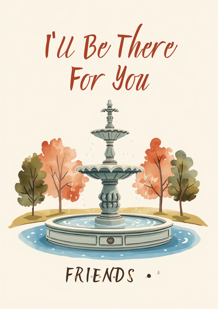 Friends Fountain Wall Collage Poster Print