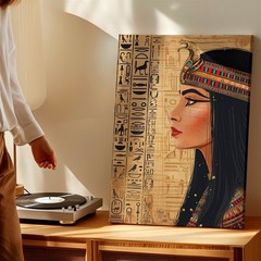 Wall Art Egyptian Queen Portrait Canvas Print Hieroglyphics Ancient Home Decor