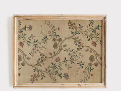 Vintage Floral Tapestry Print Neutral Silk Textile Wall Art Decor