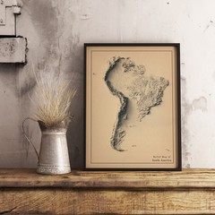 South America Map, South America 2D Relief Map – 2D Flat Print