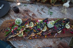 Fresh Fish Trout Grilled On A Cedar Plank Photo Poster 18×12
