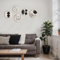 5 Pcs Geometric Wooden Wall Art Decor – Elegant Bohemian Style for Living Room