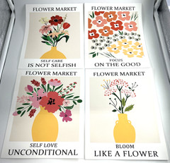 Inspirational Quote Flower Market Print 8×10 Wall Art Decor Unframed Set of 4