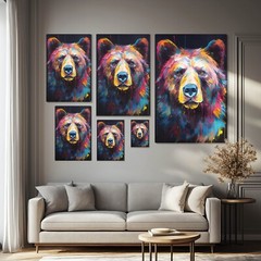 Grizzly Bear Portrait Oil Painting Print Framed Canvas Animals Art Wildlife