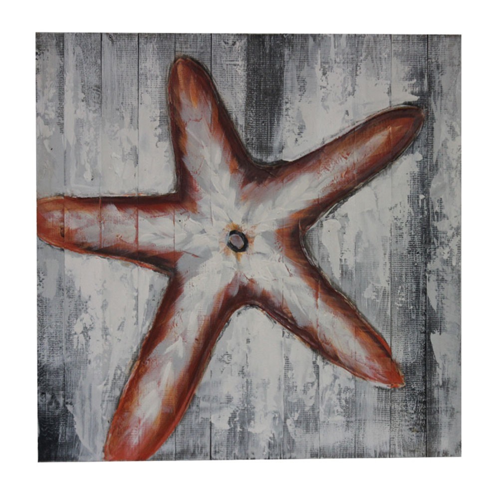Zeckos 24 Inch Square Starfish Design Oil Painting On Stretched Canvas