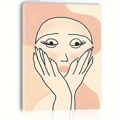 Canvas Art Framed Minimal Woman Face Line Sketch Boho Wall Decor