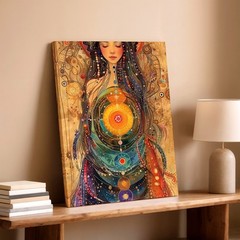 Wall Art Boho Spiritual Woman Chakra Mandala Canvas Print Mystical Home Decor