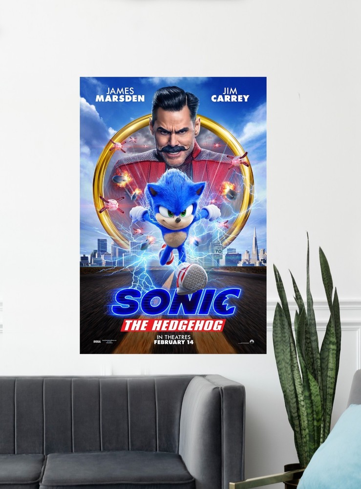 Sonic the Hedgehog Movie Poster Print 12×18 24×36 Art home theater
