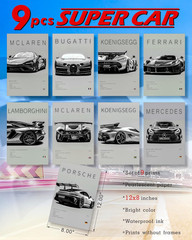 9Pcs Super Car Posters for Boys Room, Racing Car Wall Art for Me…