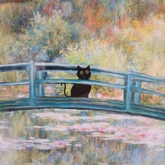 9×11 Funny Cat On Bridge Wall Picture With Black Frame
