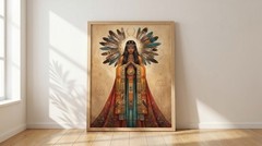 Native American Shaman Woman Poster Indigenous Goddess Spiritual Wall Art Decor