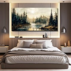 FUHAIHUA Forest River Landscape Canvas Wall Art 30×60