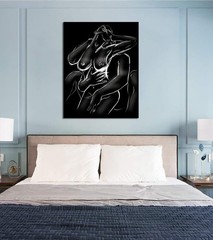 Sexy Couple Painting Print on Canvas Body Wall Art Wall Mural,24″x48″ DIY Framed