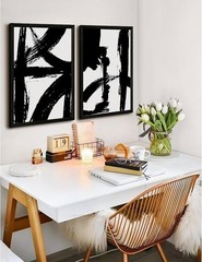 Minimalist Black Lines Canvas Art – 12×16 Inch Framed Set of 2 for Modern Spaces