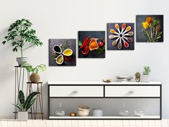 Colorful Spices and Spoon Vintage Canvas Prints Still Life Paintings Pictures