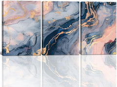 Stunning 3-Piece Abstract Canvas Art Set in Blue, Pink & Gold for Home Decor