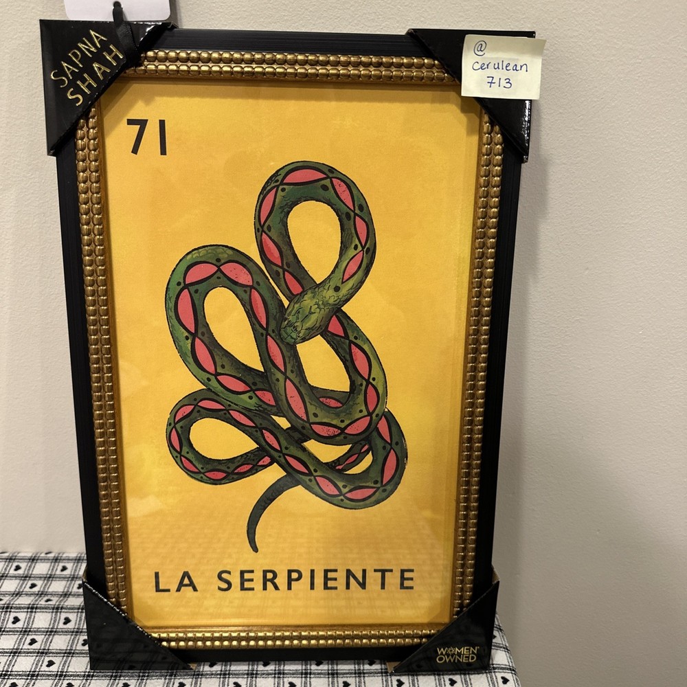 NWT #71 Loteria La Serpiente 12 X 18″ framed print by Sapna Shah