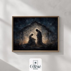 Holy Family Nativity Scene Wall Art | Christmas Manger Print | Christian Decor