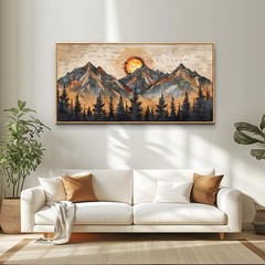 Wood Framed Abstract Wall Art For Living Room Large Canvas Wall Decor For Off…