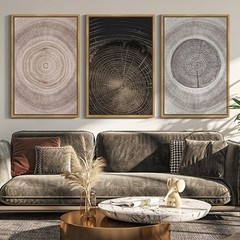 Vintage Wood Tree Rings Wall Art 24x36in Farmhouse Rustic Framed Canvas Paint…
