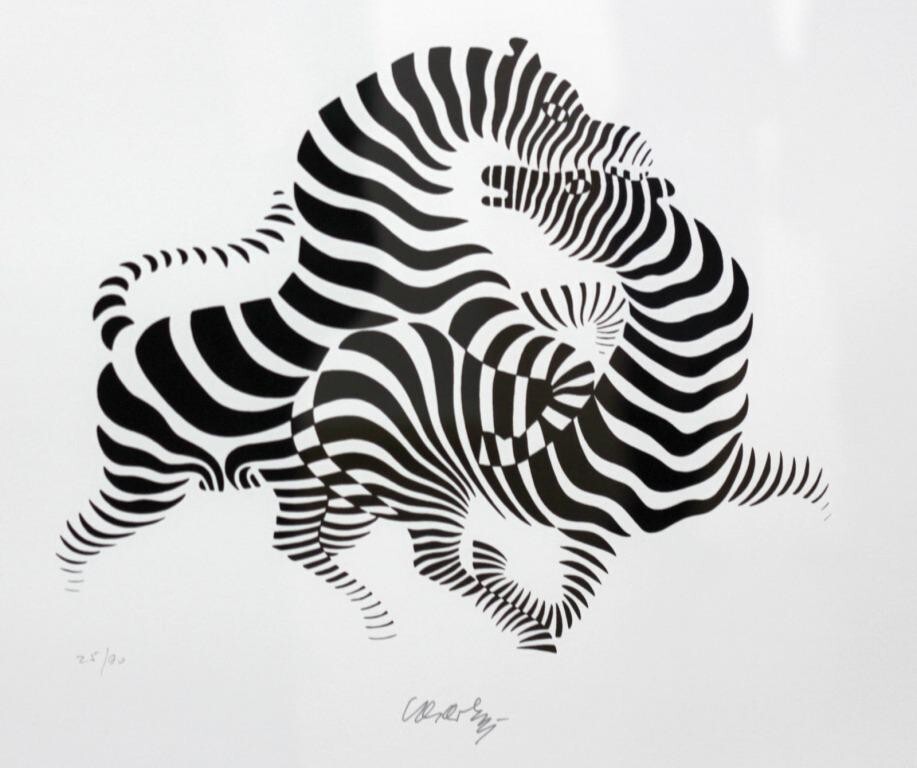 Zebras Serigraph : Victor Vasarely : Midcentury : Archival Quality Art Print