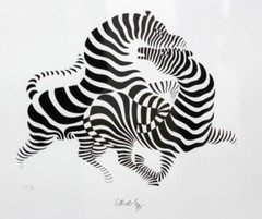 Zebras Serigraph : Victor Vasarely : Midcentury : Archival Quality Art Print