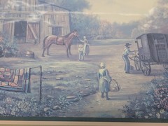 Unbranded Framed Country Barn Print Wall Art Green Mat Wood Frame as shown