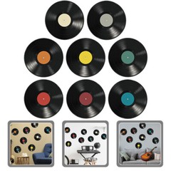 16PCS Wall Mount Record Stickers Decorative Records Wall Decors Room Decorations