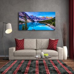 Lake Mountain Canvas Print Wall Art – Framed, Ready to Hang, Waterproof Decor
