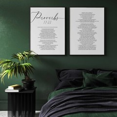 Proverbs 1:1-33, Bible Verse Quote, Set of 2 Poster Prints, Home Wall Art Décor