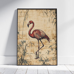 Vintage Flamingo Poster, Tropical Bird Botanical Wall Art Home Decor Print Gifts