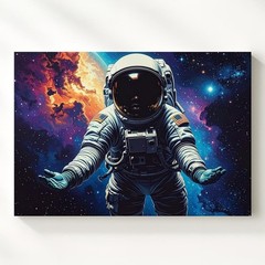 Dreamlike Astronaut In Nebula Canvascontemplative Space Art Wall Art