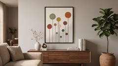 Mid Century Modern Abstract Poster Terracotta Earth Tones Wall Art Canvas Print