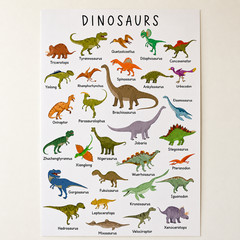 Dinosaurs Poster Kids Dinosaur Names Learning Chart Wall Decor | Multiple Sizes