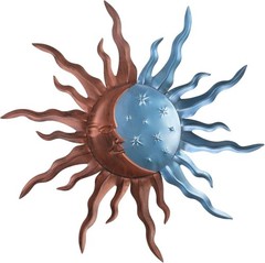 Captivating 30-Inch Sun and Moon Metal Wall Decor – Ideal Gift for Any Occasion