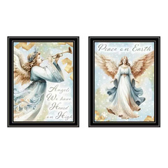 Framed 14 In. X 18 In. 2-Piece Vignette Angels We Have Heard on High Black Frame