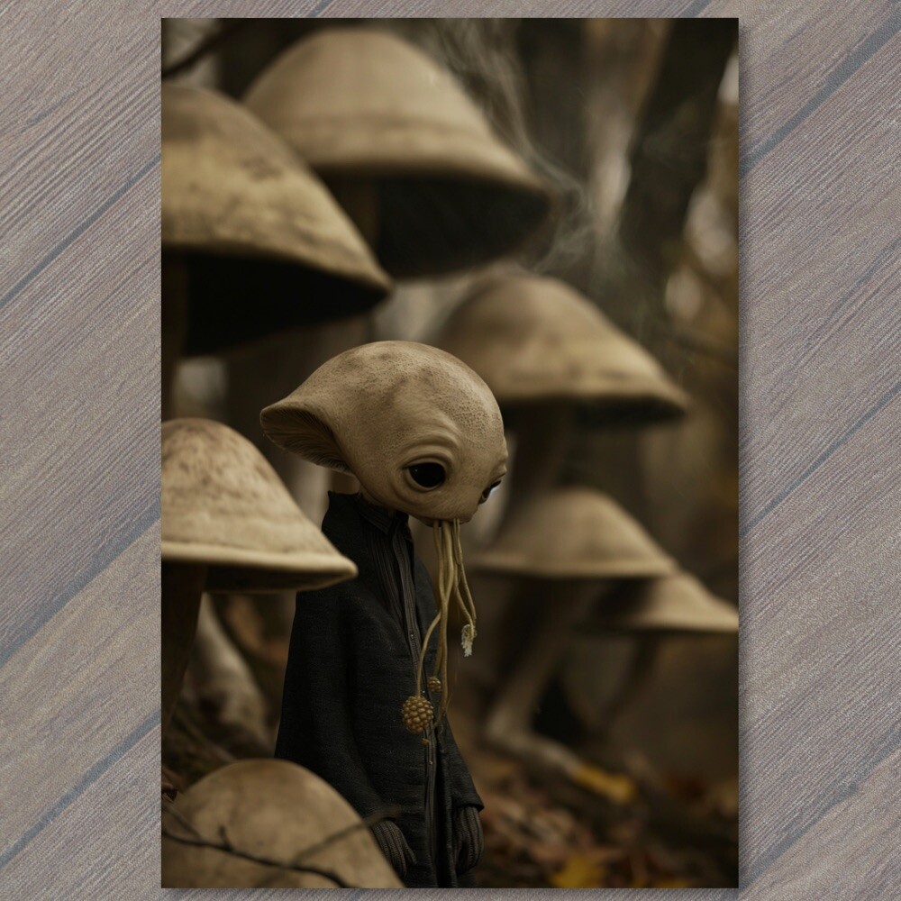 Art Print Mushroom Man People Alive Fungi Weird Creepy Alien Strange Unusual