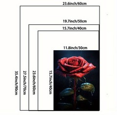Canvas Art Dewy Red Rose Dark Rainy Single Flower Wall Decor