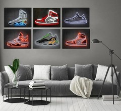 6Pcs Neon Effect Sneakers Wall Art Teen Art Posters Prints Fashion Trendy Neo…