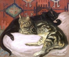 Two Lying Cats Théophile Steinlen 1892 Art Print – Belle Époque French Feline