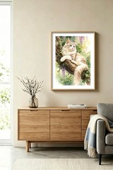 Set of 2 | Regal Lion Ragdoll Cat Floral Wildlife Watercolor Art Print 12X16″
