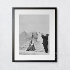 Louis Armstrong Playing Trumpet For Wife By Sphinx At Egypt Pyramids Art Print