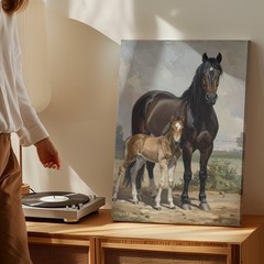 Wall Art Mother And Foal Canvasheartwarming Horse Family
