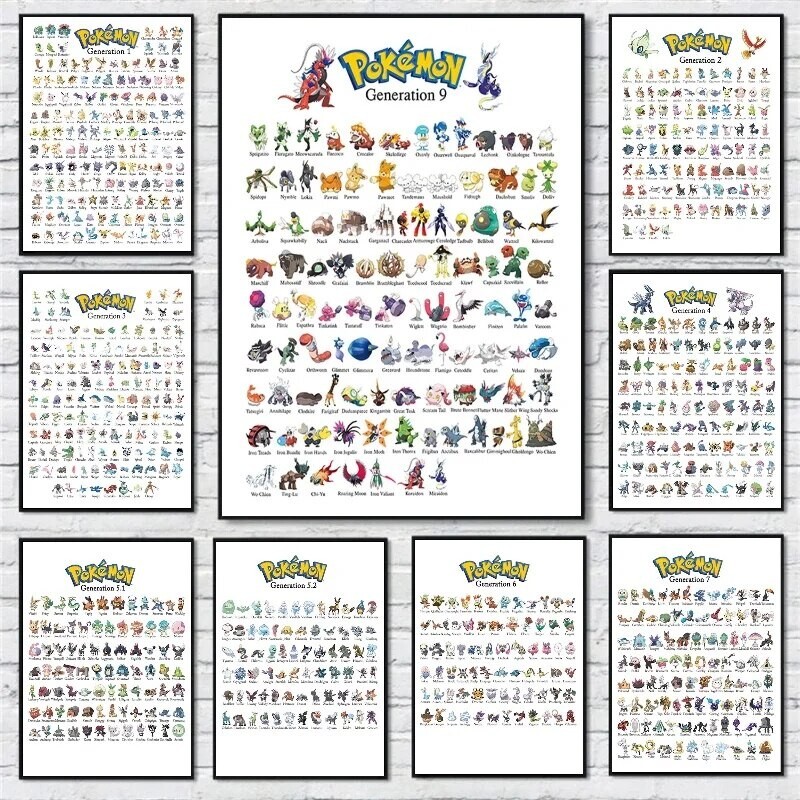 Pokemon Generations Canvas Print Classic Decoration Art Wall Poster Decor Kids