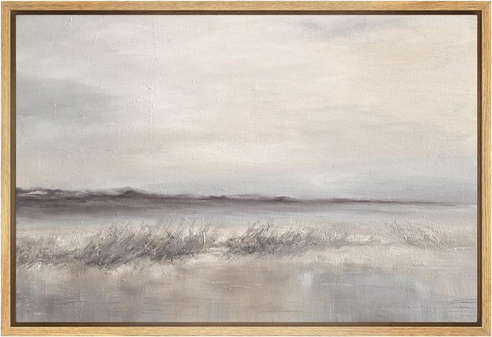 Wall26 Desolate Desert Abstract Framed Wall Art Subdued Tones Canvas Print
