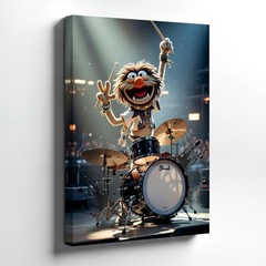 Wall Art Wild Drummer Puppet Animal Playing Drum Set Concert Stage Poster Print