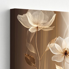 3 Pieces Elegant Neutral Toned Floral Large Wall Art Set for Living Set Of 3