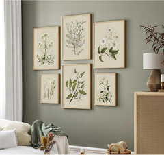 Vintage Botanical Wall Art Set of 6 Neutral Floral Canvas Wall Decor Wildflower